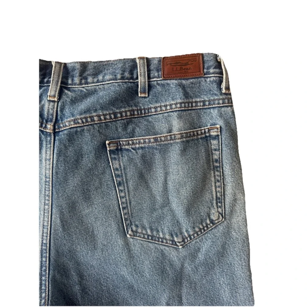 LL Bean Fleece Lined Jeans‎ Mens 40x29 Classic Fit Short Flannel  Leather Patch